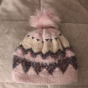 Place Pink and Multicolor Sparkle Pom-Pom Hat